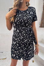 Load image into Gallery viewer, Animal Print Belted Keyhole Round Neck Dress

