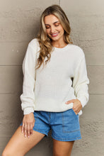 Load image into Gallery viewer, Zenana Cozy Season High Low Waffle Sweater Pullover in Ivory
