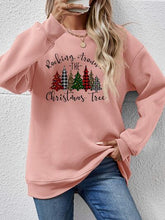 Load image into Gallery viewer, Christmas Tree Graphic Round Neck Sweatshirt
