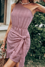 Load image into Gallery viewer, Tie Detail One-Shoulder Sleeveless Mini Dress
