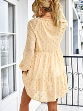 Load image into Gallery viewer, Dotted Tie-Neck Frill Trim Tiered Dress
