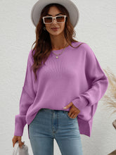 Load image into Gallery viewer, Exposed Seam Dropped Shoulder Slit Sweater
