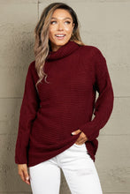 Load image into Gallery viewer, Woven Right Horizontal Ribbing Turtleneck Tunic Sweater
