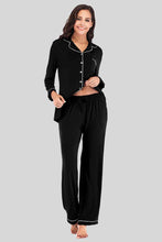 Load image into Gallery viewer, Collared Neck Long Sleeve Loungewear Set with Pockets
