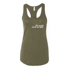 Load image into Gallery viewer, The World Needs My Light Racerback Tank

