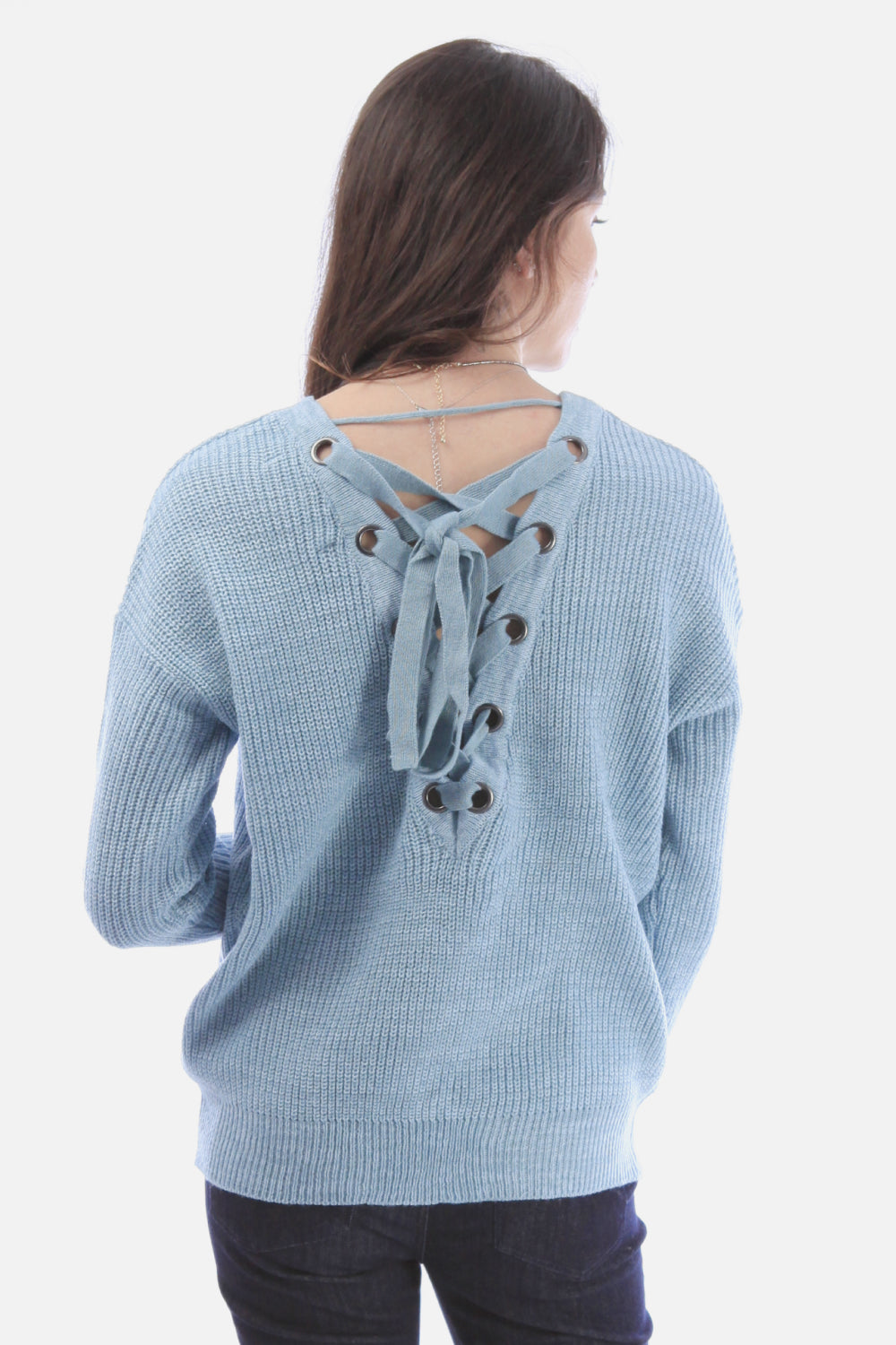 Sweater with Lace Up Back