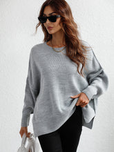 Load image into Gallery viewer, Exposed Seam Dropped Shoulder Slit Sweater
