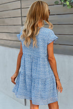 Load image into Gallery viewer, Printed V-Neck Short Sleeve Tiered Dress
