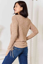 Load image into Gallery viewer, Double Take Drawstring Ribbed Long Sleeve T-Shirt
