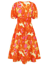Load image into Gallery viewer, Ruched Printed Surplice Short Sleeve Dress
