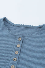 Load image into Gallery viewer, Crochet Lace Hem Sleeve Button Top
