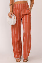 Load image into Gallery viewer, Striped High Waist Smocked Straight Leg Pants
