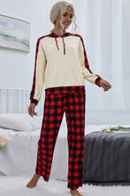Load image into Gallery viewer, Buffalo Plaid Drawstring Hoodie and Pants Set
