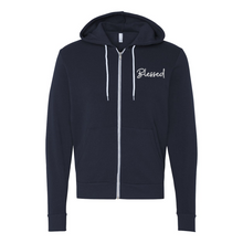 Load image into Gallery viewer, Blessed Zip Up Hoodie (White Lettering)
