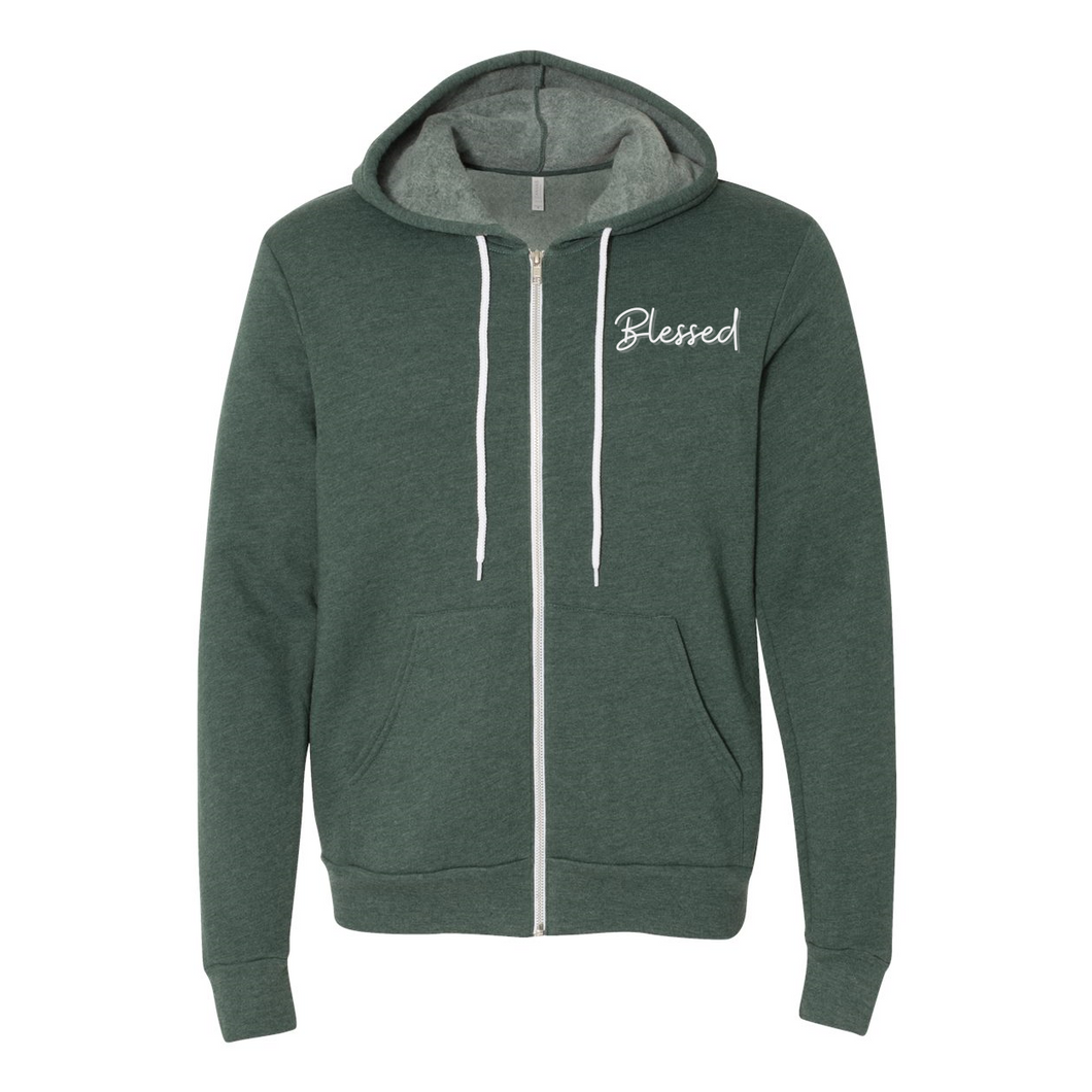 Blessed Zip Up Hoodie (White Lettering)