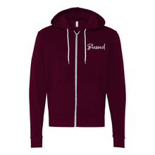 Load image into Gallery viewer, Blessed Zip Up Hoodie (White Lettering)
