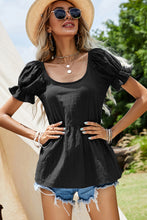 Load image into Gallery viewer, Short Puff Sleeve Peplum Top
