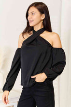 Load image into Gallery viewer, Double Take Grecian Cold Shoulder Long Sleeve Blouse
