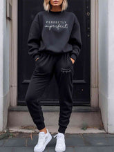 Load image into Gallery viewer, PERFECTLY IMPERFECT Graphic Sweatshirt and Sweatpants Set
