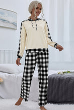 Load image into Gallery viewer, Buffalo Plaid Drawstring Hoodie and Pants Set
