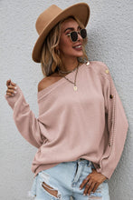 Load image into Gallery viewer, Button Detail Boat Neck Sweater
