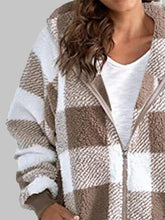 Load image into Gallery viewer, Plaid Zip-Up Hooded Jacket with Pockets

