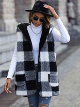 Load image into Gallery viewer, Plaid Hooded Vest with Pockets

