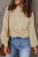 Load image into Gallery viewer, Ribbed Trim Balloon Sleeve Sweater
