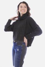 Load image into Gallery viewer, Solid Cable Trim Crop Sweater
