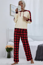 Load image into Gallery viewer, Buffalo Plaid Drawstring Hoodie and Pants Set
