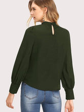 Load image into Gallery viewer, Mock Neck Lantern Sleeve Shirt
