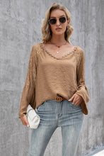 Load image into Gallery viewer, Lace Trim Flare Sleeve Top
