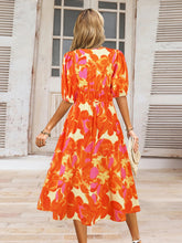 Load image into Gallery viewer, Ruched Printed Surplice Short Sleeve Dress
