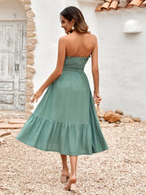Load image into Gallery viewer, Frill Trim Strapless Midi Dress
