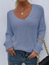 Load image into Gallery viewer, Rib-Knit V-Neck Tunic Sweater
