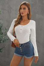 Load image into Gallery viewer, Henley Scoop Neck Ribbed Top
