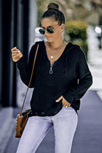 Load image into Gallery viewer, Zip-Up Distressed Hooded Cardigan
