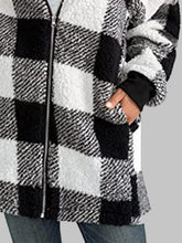 Load image into Gallery viewer, Plaid Zip-Up Hooded Jacket with Pockets
