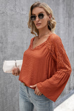 Load image into Gallery viewer, Lace Trim Flare Sleeve Top
