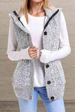 Load image into Gallery viewer, Button and Zip Closure Hooded Sweater Vest
