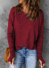 Load image into Gallery viewer, Thumbhole Long Sleeve Round Neck Top
