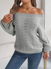 Load image into Gallery viewer, Openwork Off-Shoulder Long Sleeve Sweater
