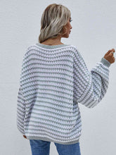 Load image into Gallery viewer, Striped Drop Shoulder V-Neck Pullover Sweater
