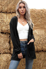 Load image into Gallery viewer, Drawstring Open Front Slit Hooded Cardigan
