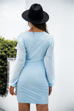 Load image into Gallery viewer, Contrast Mesh Sleeve Wrap Front Dress
