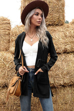 Load image into Gallery viewer, Drawstring Open Front Slit Hooded Cardigan
