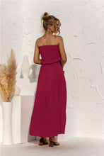Load image into Gallery viewer, Strapless Tie Waist Tiered Maxi Dress

