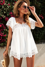 Load image into Gallery viewer, Spliced Lace Tie-Back Babydoll Top
