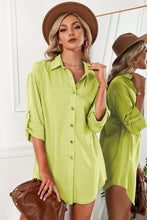 Load image into Gallery viewer, Solid Button Up Drop Shoulder Blouse
