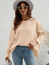 Load image into Gallery viewer, Exposed Seam Dropped Shoulder Slit Sweater
